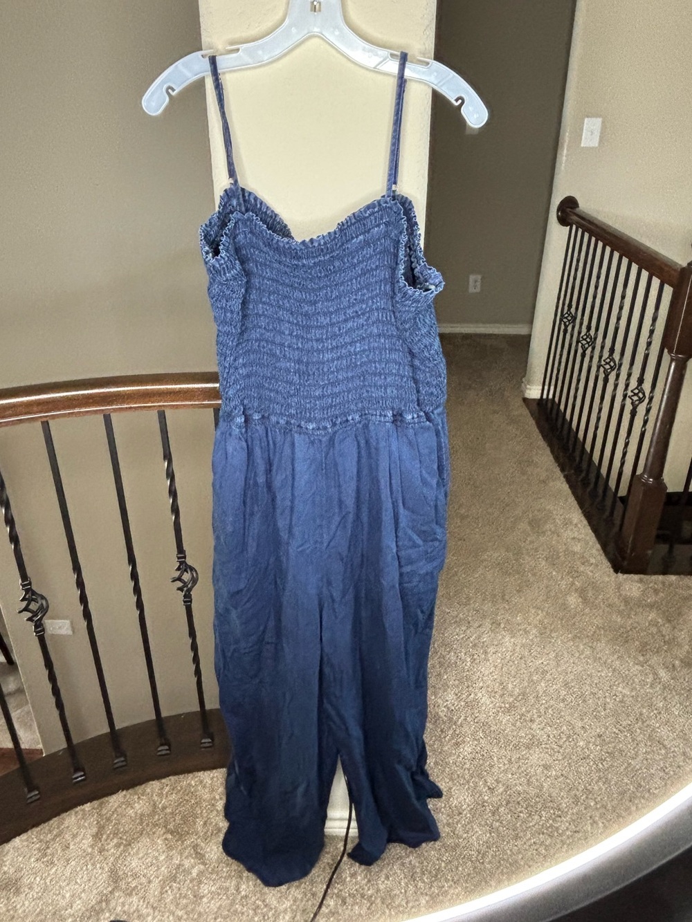 a.n.a Navy Blue Smocked Spaghetti-Strap Jumpsuit Size XXL Classic Spring Summer